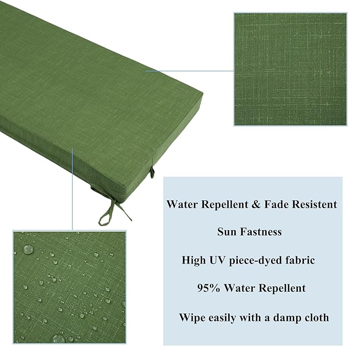 FUNHOME Outdoor Bench Cushion Covers,45" x 18" x 3", No Insert! Patio Cushion Covers for Outdoor Furniture,Water Resistant Covers 1 Pack, Moss Green(Covers ONLY)