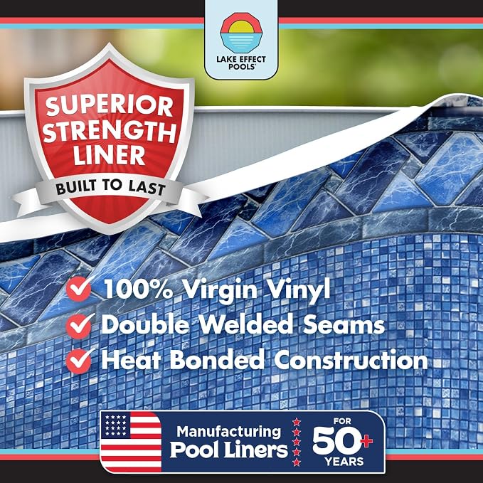 Lake Effect Pools 'Galleria' 18 ft Round Above Ground Swimming Pool | 52 Inch Steel Side Walls | Kit Includes: 25 Gauge Overlap Liner & Widemouth Skimmer