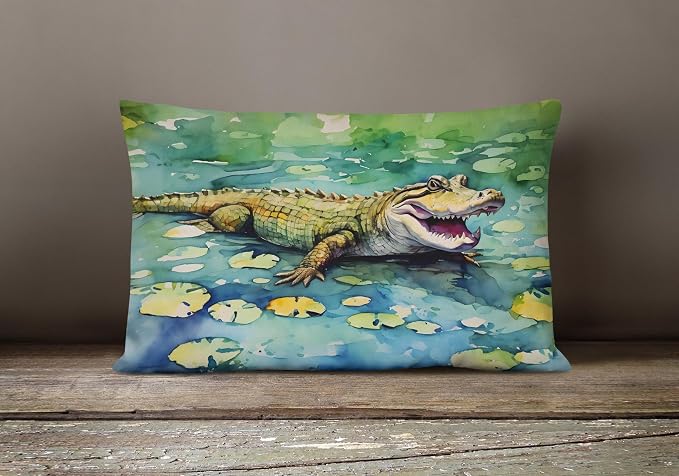Caroline's Treasures DAC2866PW1216 Alligator Throw Pillow Machine Washable, Indoor Outdoor Decorative Pillow for Couch, Bed or Patio, 12HX16W