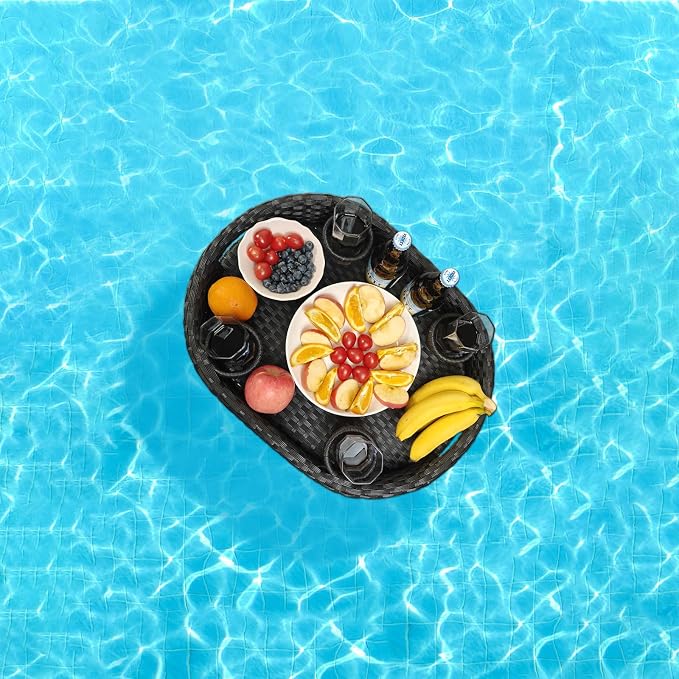Floating Tray for Pool，Floating Pool Tray, Floating Tray - Floating Pool Table, Ideal for Food & Drinks - Floating Table for Pool - Essential Floating Food Tray for Pool Activities(Oval Small)
