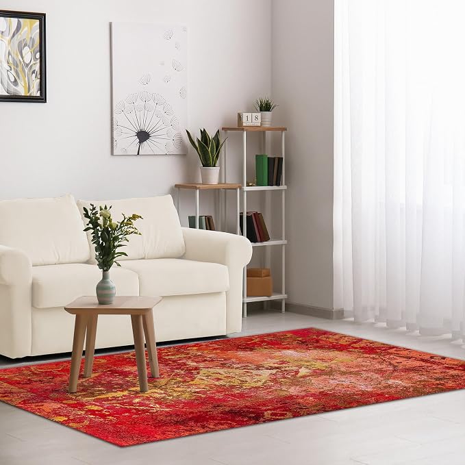 Liora Manne Marina Indoor/Outdoor Power Loomed Synthetic Blend Low Profile Area Rug - Traditional Medallion Casual Colorful (Kermin Saffron) (8'10" x 11'9")