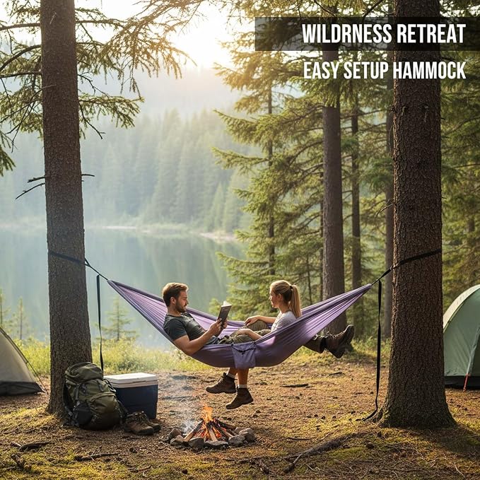 YSUEFIJO Foldable Outdoor Hammock, Travel Hammock for Camping and Relaxing, Hanging Hammock Convenient and Comfortable, Perfect for Garden Or Hiking Trips, Supports 300kg
