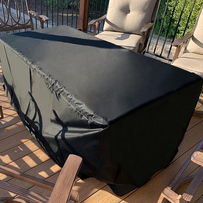 Patio Table Covers, Rectangular Outdoor Dining Table Cover, 600D Oxford Waterproof Coffee Table Covers, Dustproof Patio Furniture Cover All Weather Protection (Black, 60"L X38"W X28"H)