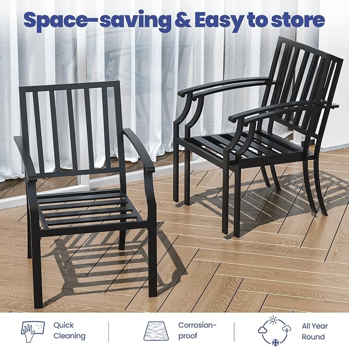 7 PCS Outdoor Patio Dining Set,Patio Table and Chairs Metal Outdoor Patio Furniture Set with Umbrella Hole,Dining Table Set with 6 Chairs for Deck,Backyard and Garden,Grey