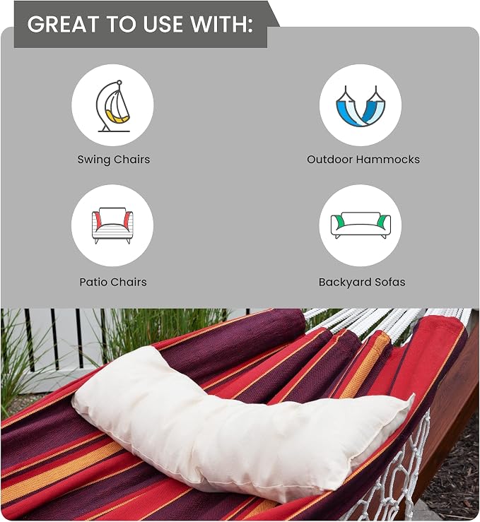 Sol Living Acapulco Outdoor Patio Pillow Cotton Hammock Cushion Patio Swing Chair Accessories Hand Woven Decorative Accent Throw Pillow Use Inside Outside Backyard Decor Porch Swing - Natural