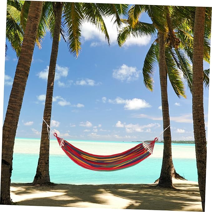 LIOOBO 150kg Portable Rollover Canvas Hammock for Camping Hiking Travel Garden Beach
