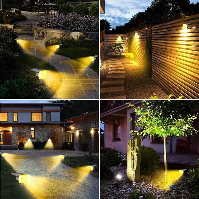 Peasur 18 Pack Solar Lights Outdoor, Spotlights Outdoor Waterproof 3 Modes, 2-in-1 Auto On/Off Solar Spot Landscape Lighting Outside for Tree Plants Yard Garden Pathway, Warm White