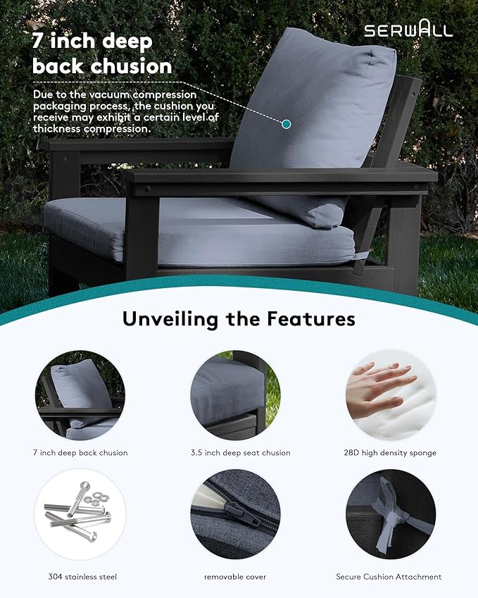 SERWALL HDPE Outdoor Sectional with Ottoman & Coffee Table
