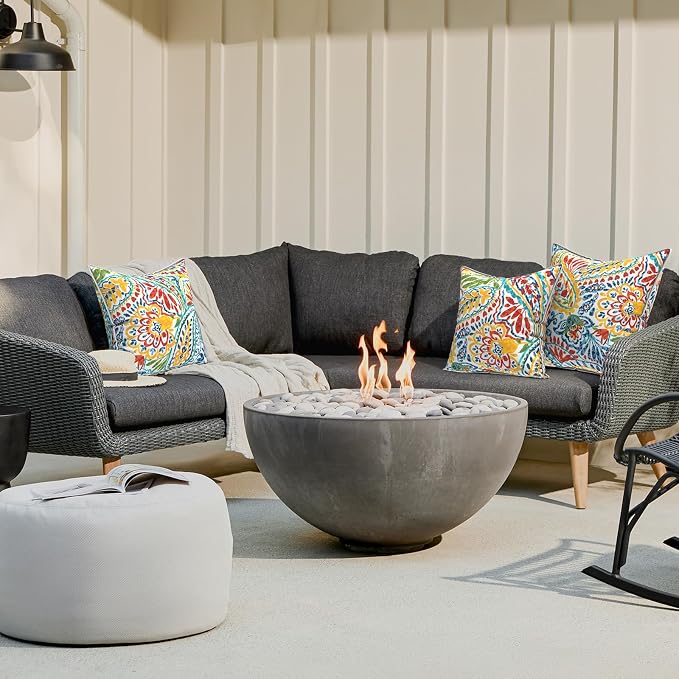 LVTXIII Outdoor Throw Pillows 16"x16" Patio Waterproof Square Pillows with Piping Fade Resistant Accent Pillow for Spring Summer Garden Decoration, Set of 2, Paisley Multi