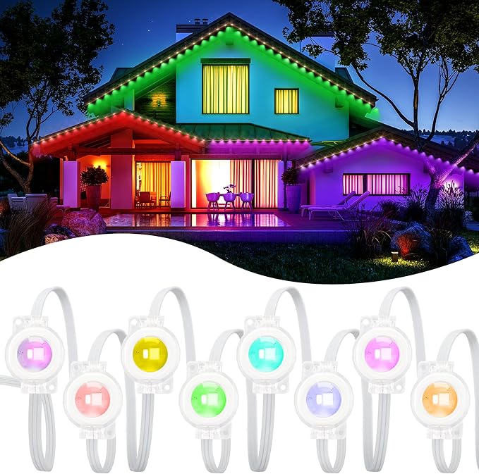 VCOKEN Permanent Outdoor Lights, 63.6ft with 36LED Outdoor Christmas Lights with App Control Remote, DIY Scene Modes Eaves IP65 Waterproof Light for Christmas, Holiday, Decor, Garden Decor