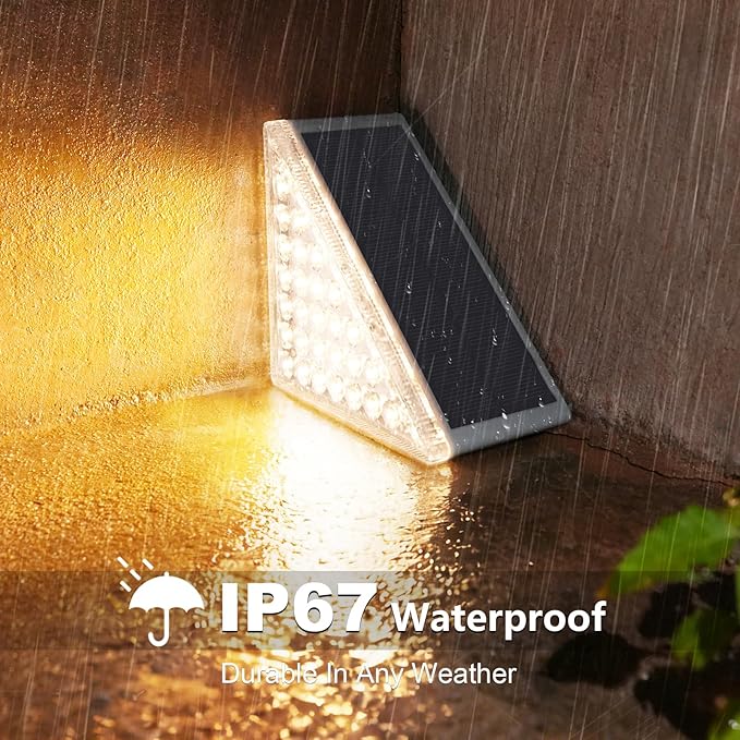 VOLISUN Solar Step Lights for Outside 8 Pack, Solar Stair Lights Outdoor Waterproof IP67,28 LED,240 LM,1200 mAH Outdoor Step Light,Outdoor Decor for Garden Stair, Deck, Front Step, Porch,and Patio
