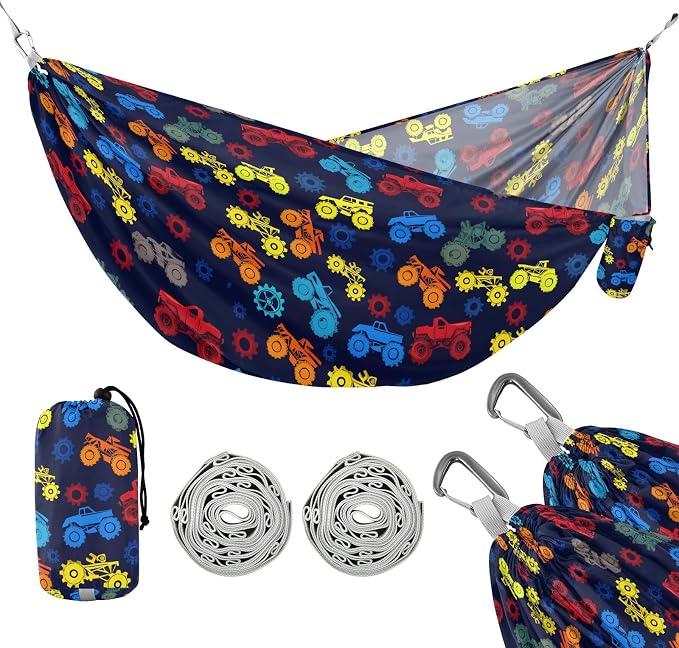Camping Hammock Outdoor Hammocks for Outside Bright Truck Beach Trees Portable Lightweight with Pockets Tree Straps Indoor
