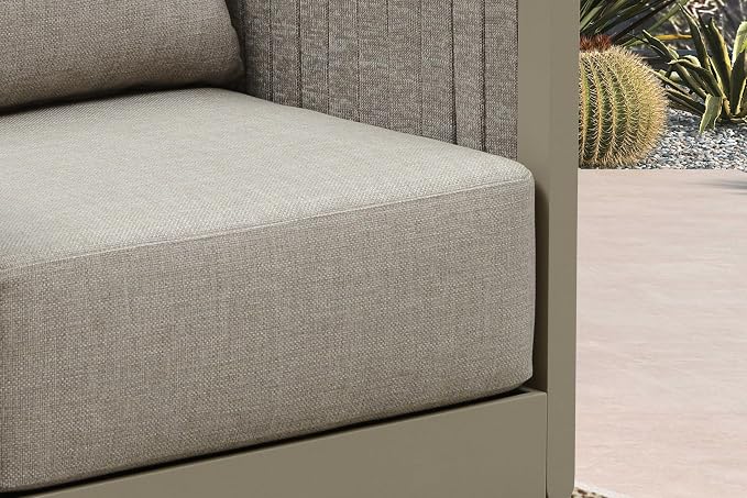 PURPLE LEAF 7 Pieces Patio Conversation Sets with Ottoman All Weather Outdoor Couch Sectional Set with Cushion Small Conversation Set for Garden Poolside Backyard Beige