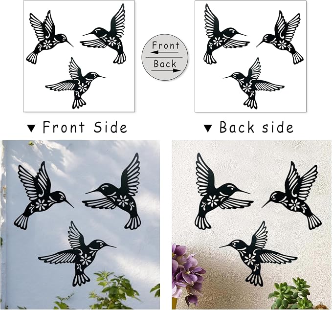 Metal Bird Wall Art Decor- Hummingbird Wall Art Silhouette Outdoor Wall Decor Art for Your Patio, Garden, and Home Metal Art Decor, Indoor and Outdoor Hanging