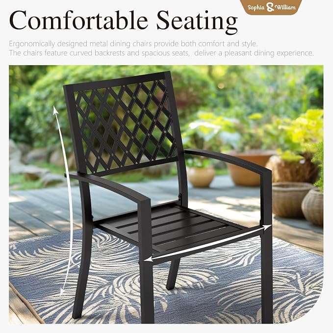 Sophia & William Patio Table and Chairs Set, Outdoor Dining Set for 8, 9 Piece Metal Patio Furniture, 99" Expandable Black Rectangular Table(Diamond)