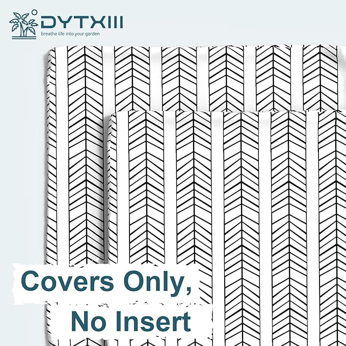 DYTXIII Pack of 2 Outdoor Waterproof Pillow Covers ONLY, 18"x18" Square Decorative Double Printed Throw Pillow Cases for Patio Couch Porch Furniture, Herringbone Black White
