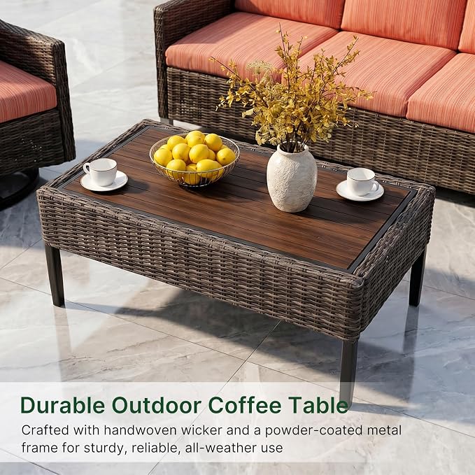 Wicker Patio Conversation Set, Outdoor Patio Chair Set with Deep Seating, Wide Armrests & Thick Cushions, All-Weather Outdoor Furniture Set for Patio, Porch, Deck & Backyard