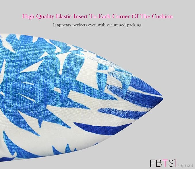 Outdoor Waterproof Decorative Throw Pillow Cover for Patio Furniture, 18x18 Inch Fade Resistant Patio Garden Cushion Cover for Couch Bed Sofa, Leaves Blue