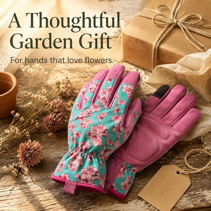 Cute Pattern Gardening Gloves,Thornproof Garden Glove,Gardener Gift | Gardening Gifts for Women,Touchscreen,Tender Thornproof,Cute Pattern,Protection Palm,Machine Washable,Adjustable Cuff