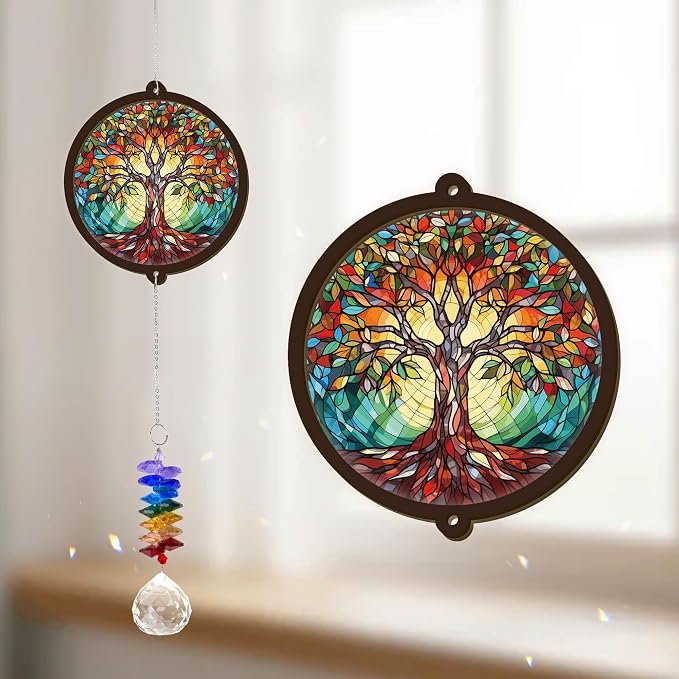 Memorial Suncatcher - Tree of Life Ornament - Sympathy Gift for Loss of Loved One - Remembrance Funeral Keepsake for Women Friends Sisters Lovers Couple - Christmas Birthday Gifts