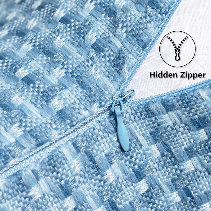 Kevin Textile Outdoor Waterproof 14"x36" Pillow Cover 1 Pack, Light Blue | Water Resistant Weaving Faux Linen Texture Throw Pillow Covers, Outside Decorative Pillowcases for Garden Patio Balcony Couch