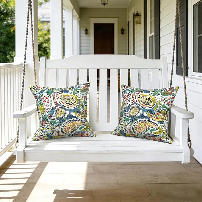LVTXIII Outdoor Pillows 20x20 Inch, 2 Pack Large Decorative Square Throw Pillows with Inserts for Couch, Bed, Floor Seating, Patio Furniture, Paradise Paisley