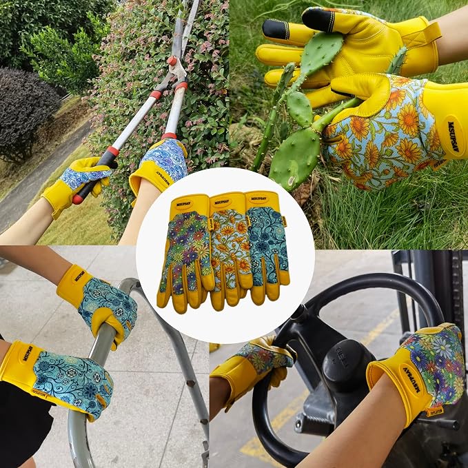 Cute Pattern Gardening Gloves,Thornproof Garden Glove,Gardener Gift | Gardening Gifts for Women,Touchscreen,Tender Thornproof,Cute Pattern,Protection Palm,Machine Washable,Adjustable Cuff
