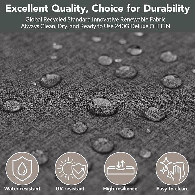 Outdoor Patio Furniture Set 9 Seats Luxury Aluminum Patio Conversation Set with Washable Thick Cushions, 7 Pieces Outdoor Sectional for Porch, Balcony, Deck, Yard, Dark Gray
