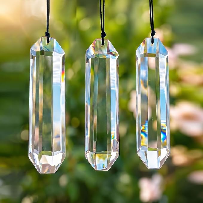3pcs Crystal Sun Catcher Prisms 4.5'' Large Suncatchers for Window Hanging | Clear Chandelier Crystals Prisms for Room Garden Rainbow Maker Pendants Home Decor