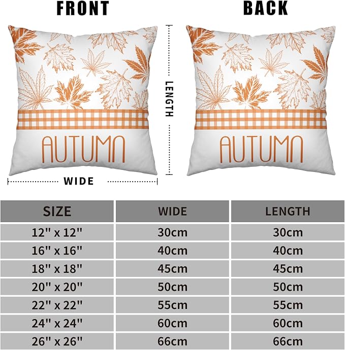 Hello Fall Pillow Covers Burnt Orange Maple Leaves Pumpkin Throw Pillow Covers 18x18 Set of 2 Autumn Pillowcase Double Sided Printing Cushion Case for Home Decor Couch Sofa