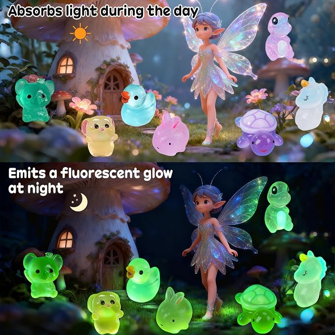 Mini Glow In The Dark Animal Resin Models, Resin Animals Mystery Bags, Individually Wrapped Blind Bags Tiny Animal Figurines, Collectible Mini Animals For Fairy Garden, DIY Crafts (50, animals)