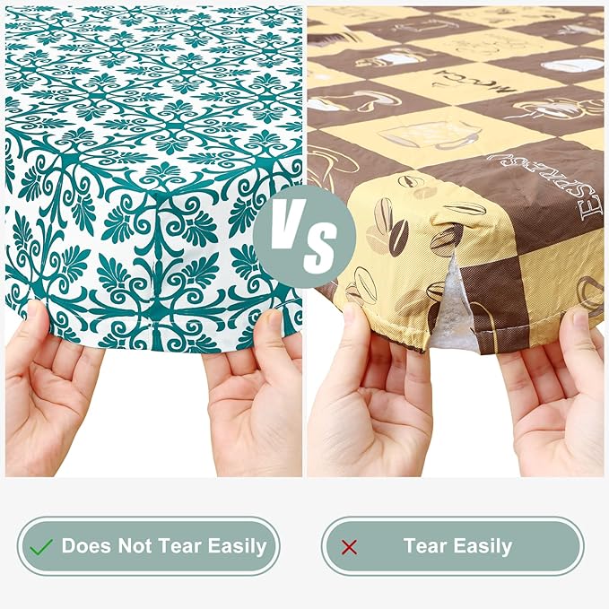 misaya Picnic Table Cover with Bench Cover, Waterproof Elastic Fitted Tablecloth for 8 Foot Tables, Rectangle Washable Polyester Tablecloths for Picnic, Camping, Outdoor (Turquoise, 30" x 96")