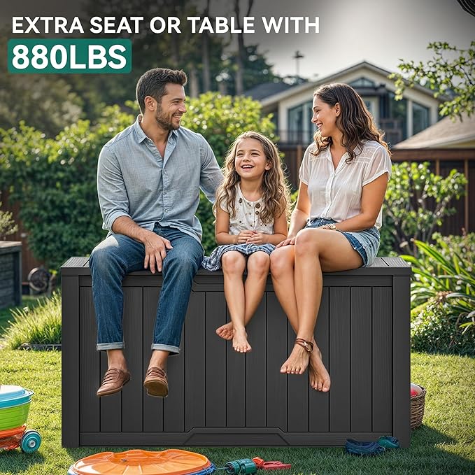 YITAHOME XXL 230 Gallon Large Outdoor Storage Deck Box for Patio Furniture, Outdoor Cushions, Garden Tools and Sports/Pools Equipment, Weather Resistant Resin, Lockable (Black)