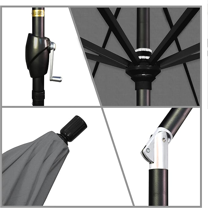 California Umbrella 7.5' Round Aluminum Market Umbrella, Crank Lift