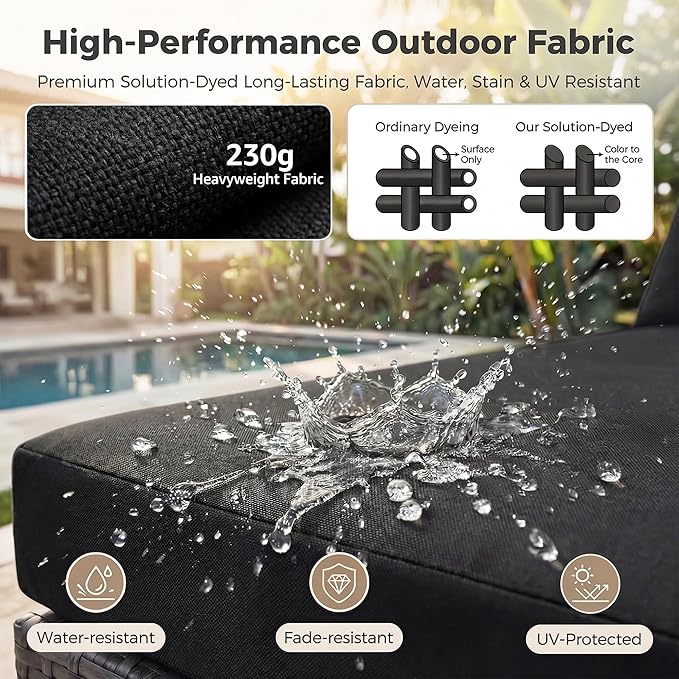 NICESOUL 11 Piece Sectional Outdoor Set with Chaise Lounge, Extra Large Backyard Seating with Firepit, 29.3'' Highback Patio Couch Sofa, Heavy Duty All-Weather Wicker Furniture for Deck, Grey & Black