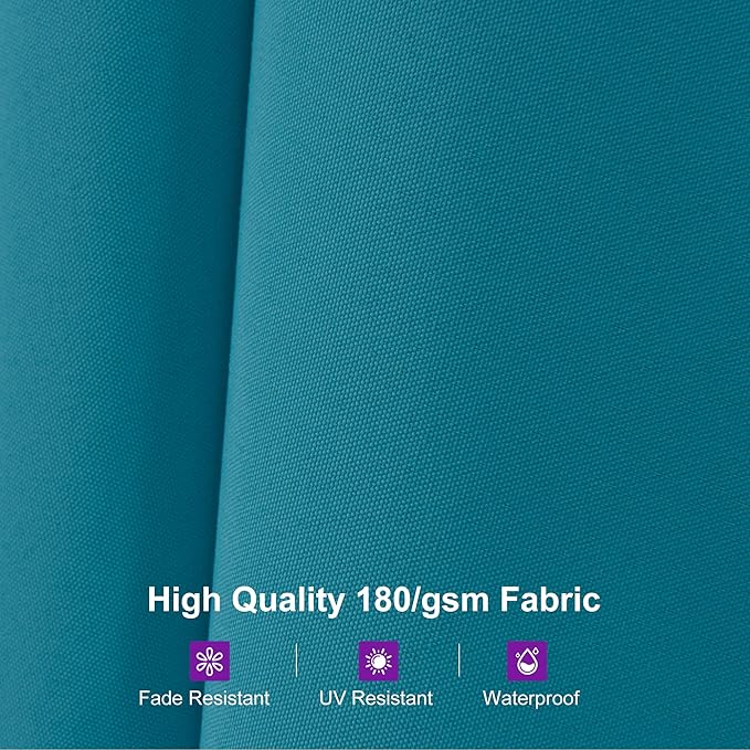 PURPLE LEAF 14ft Patio Market Umbrella Outdoor Double-Sided Umbrella with Base and Crank Rectangle Table Umbrella for Pool Deck Garden, Turquoise