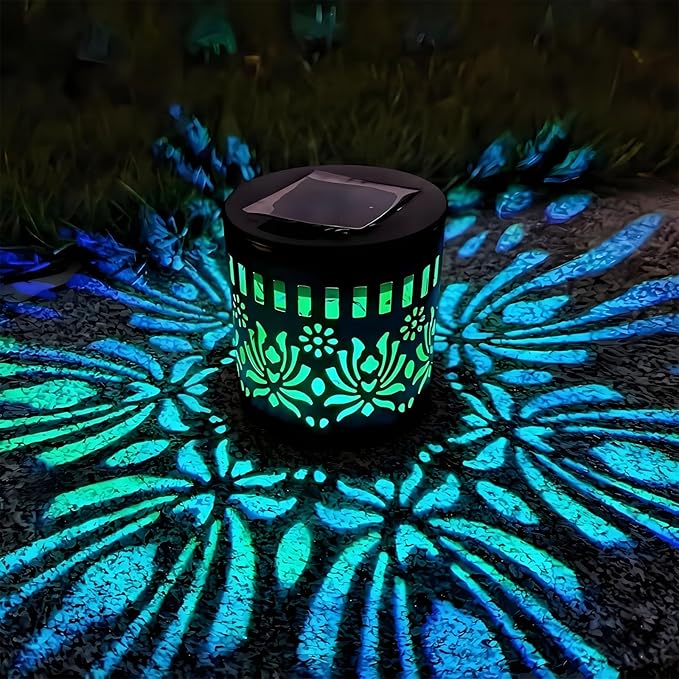Solar Decorative Solar Mandala Lights, Shadow Pattern Garden Decor for Fence, Patio, Yard, Walkway, and Porch Lighting, Gifts for Mom Women (Colorful Color-2,1pc)