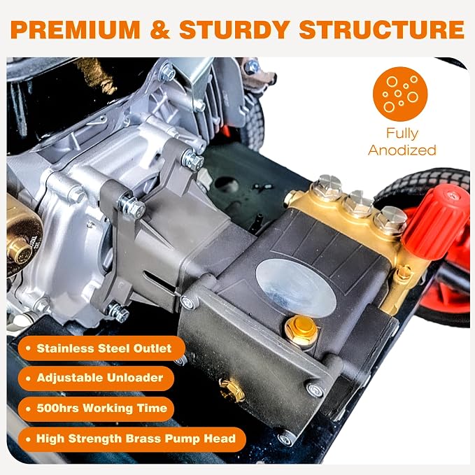 4300 PSI Pressure Washer Pump, 1" Shaft, Commercial Replacement Pump | Professional Cleaning Performance • Long Service Life • 2800PSI-4300 PSI,4.0 GPM • Triplex Plunger Pump for Gas Power Washers