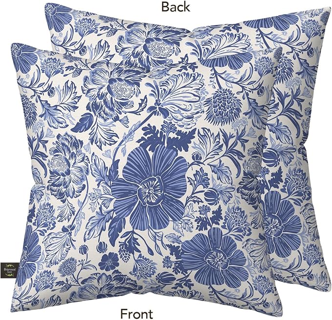 Briarwood Lane Everday Indoor/Outdoor Pillow 17x17 Blue and White Floral for Everday Pillow