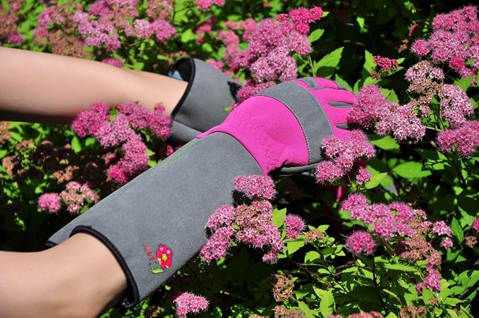 G & F Products Florist Pro Rose Gardening Gloves, Synthetic Leather Palm, Thorn Protection, Long Sleeve
