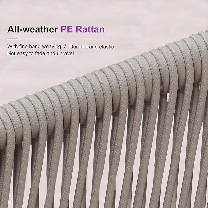 PURPLE LEAF 9 Pieces Outdoor Dining Set Aluminum Rattan Wicker Patio Furniture for Lawn Backyard Deck Champagne
