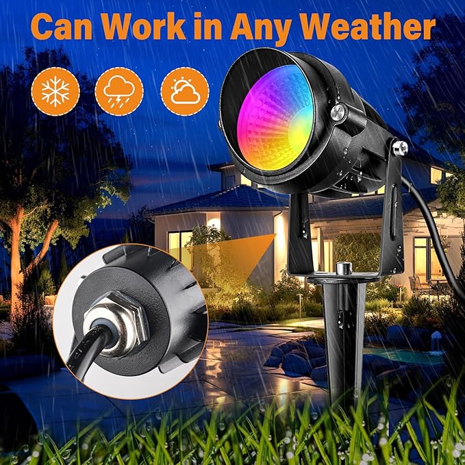 Spotlight Outdoor RGBW Low Voltage Landscape Lights Outdoor,10W Color Changing Landscape Light with Remote Control,12V-24V Waterproof Outdoor Spot Lights for Yard House Garden Tree(4 Pack)