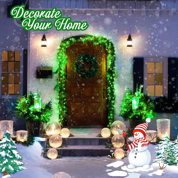 JMEXSUSS 8 Modes 163 FT 500 LED Green Christmas Lights Indoor Outdoor | Green String Lights Plug-in Clear Wire, Remote Control Christmas Tree Lights for Xmas Tree Party Halloween