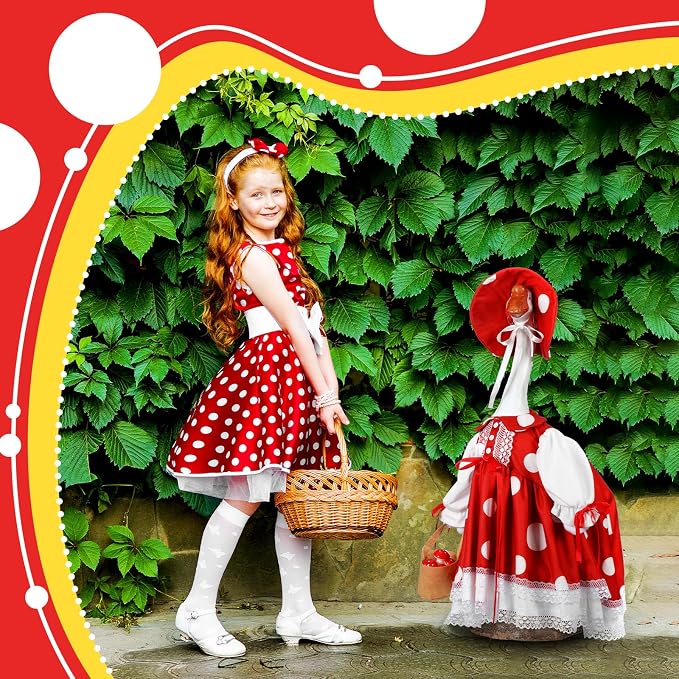 Soulchen 1 Set Mushroom Porch Goose Outfit 23 Inch Cement Mushroom Goose Clothes Dress and Hat Costume Set for Christmas Summer Fall Lawn Garden Yard Decor
