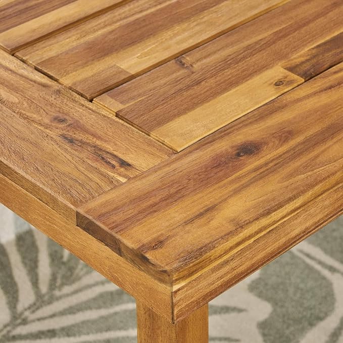69'' Outdoor Patio Dining Table & 2 Bench for 4, Acacia Wood Dining Table Set Outdoor & Indoor Furniture for Patio Porch Garden, 3-Pcs, Sandblast Natural Finish
