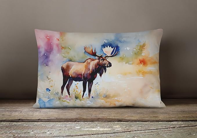 Caroline's Treasures DAC2967PW1216 Moose Throw Pillow Machine Washable, Indoor Outdoor Decorative Pillow for Couch, Bed or Patio, 12HX16W