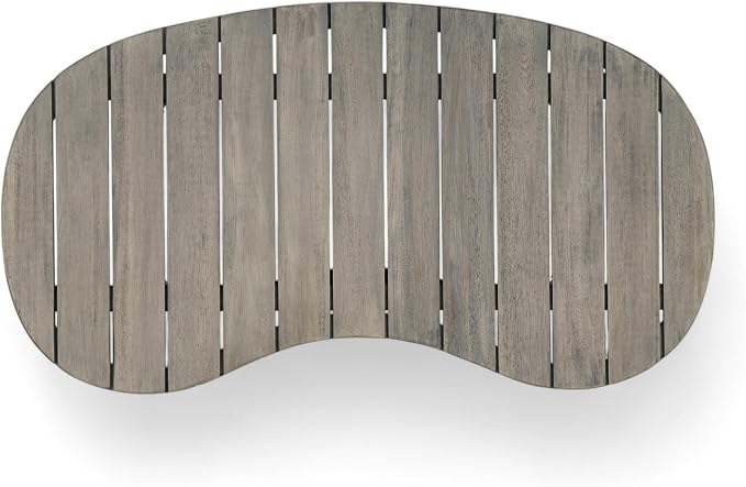 Merax 2-Piece Acacia Wood Patio Loveseat Set with Coffee Table | Grey Acacia Frame, Woven Rope Loveseat, Thick Beige Cushions, Arc Coffee Table For Porch, Garden, Backyard Or Balcony