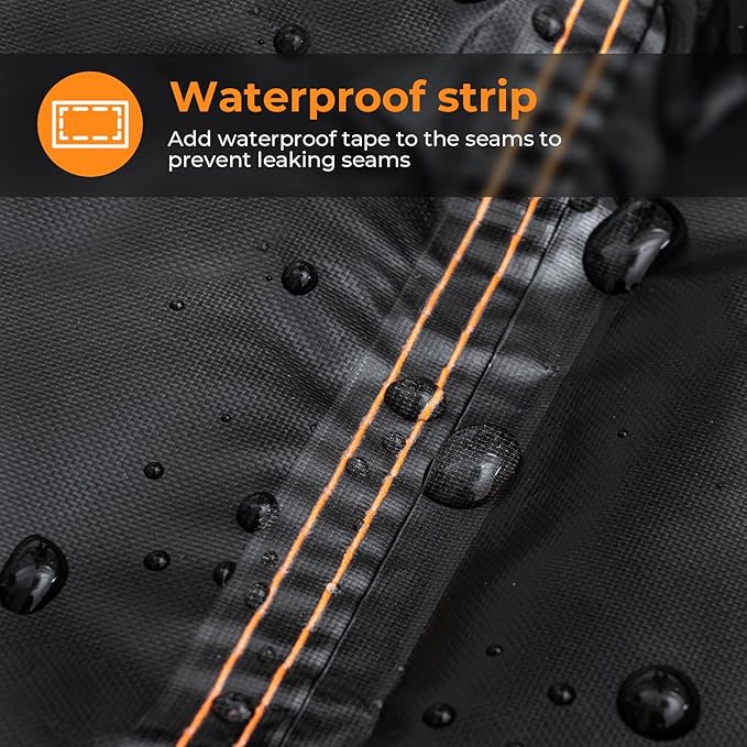 GARPROVM Picnic Table Covers Outdoor Patio Picnic Table Bench Cover 70 / 72 Inch Waterproof 420D Heavy Duty Oxford Cloth Windproof Anti-UV, Black