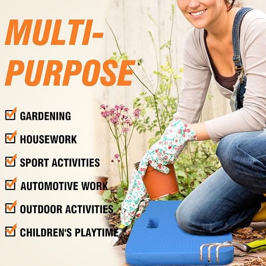 Gardzen 3-Pack Extra Thick Garden Kneeling Pad | EVA Foam Kneeler Pad for Gardening, Baby Bath, Yoga, Pilates, Exercise, 18" x 11" x 1.5", Blue