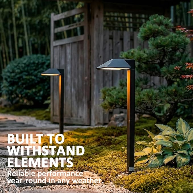 Low Voltage Pathway Lights 8PK Outdoor Landscape Lighting 1.2W 40 Lumen 2700K 12V AC Path Lights with Replacement Bulb Wire Connector Spike Stake for Garden Yard Driveway Lawn